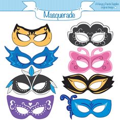 masquerade masks with different colors and shapes