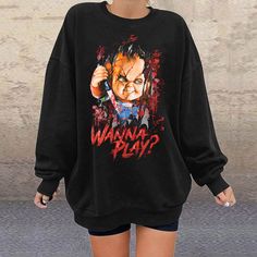 2022 Halloween Costume, Halloween Horror Nights 2022, Chucky Shirt, Chill Fits, Blanket Sweater, Halloween 2022, Horror Nights, Halloween Horror Nights, Halloween Hoodie