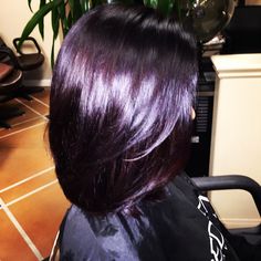 Black Orchid Hair Color, Dark Purple Shoulder Length Hair, Eggplant Hair Color Dark, Short Plum Hair, Wild Orchid Hair Color, Dark Purple Short Hair, Deep Plum Hair Color, Eggplant Hair Color, Midnight Purple Hair