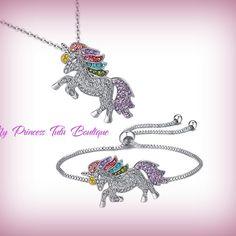 New to our boutique! The perfect gift for your little one. These are absolutely adorable. Unicorn Bracelet, Unicorn Fashion, Unicorn Jewelry, Unicorn Pendant, Unicorn Necklace, Rainbow Bracelet, Unicorn Gifts, Necklace Chain Lengths, Friend Necklaces