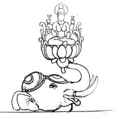 an elephant with a crown on top of it's head, sitting in front of a