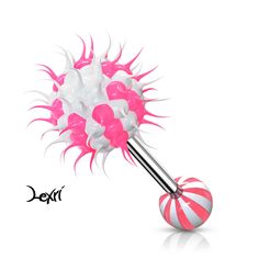 Spiked Pink And White Tongue Ring Koosh Ball, White Tongue, Tongue Bars, Tongue Ring, Color Candy, Cute Piercings, Tongue Piercing, Tongue Rings, Colorful Candy