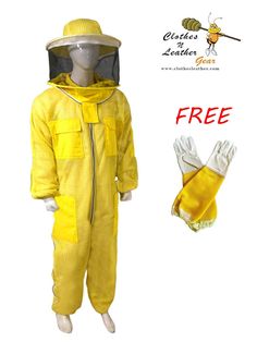 This Yellow Colour Beekeeping Suit is designed to provide superior protection while taking care of your bees. Featuring a three-layer mesh, a round veil and one free pair of gloves, this ventilated suit offers full coverage without compromising breathability. Enjoy the safety and comfort of this must-have suit for any beekeeper. Package Include: ** Ventilated Suit (one)One pair of Free GlovesBeekeeping Ultra Ventilated Suit Round Veil in YELLOW Colour Features Unique protective Beekeeping Gear i Beekeeping Suit, Leather Gear, Yellow Colour, Three Layer, Bee Keeping, In Hot, Yellow Color, Veil, Gloves