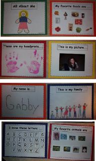 four different pictures of children's handprints and their name on them,