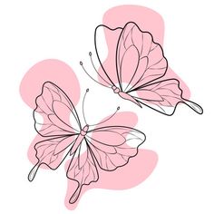 two pink butterflies flying in the sky