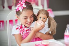 Fun Birthday Themes, Ruffled Streamers, Ruffle Cupcakes, Girl Birthday Party Ideas, Cake Macarons, American Girl Birthday Party, Star Lollipops, American Girl Birthday, American Girl Felicity