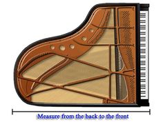 an image of a piano with the words measure from the back to the front