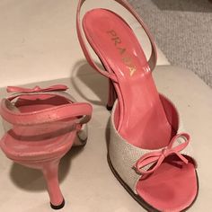 Beautiful Prada Slingbacks Size 38 (8) Gently Worn Prada Spring 2009 Heels, Chic Office Wear, Prada Heels, Prada Pink, Pretty Heels, Glass Slippers, Shoes Prada, Women Heels, 3 Shoes