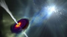 an artist's impression of a black hole in space