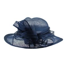 Designed by Complit Hats of Italy, the Belfry Lia creates instant interest with its asymmetrical brim and millinery crown. Made of lightweight sinamay, the Lia is dyed a soft, rich blue and adorned with a hand-pleated sinamay hat band and bow. Two sinamay ribbons circle the crown for a touch of graceful artistry. FEATURESStyle: Medium Brim Dress HatMaterial: SinamayDimensions: 3" Crown, 3 3/4" Brim at Widest PointFit: One Size, 58cm *Due to the size of this product standard shipping rates do not Brim Hats For Women, Sinamay Hat, Pork Pie Hat, Sinamay Hats, Hat Size Chart, Wide Brim Hats, Pork Pie, Brim Hats, Cloche Hat