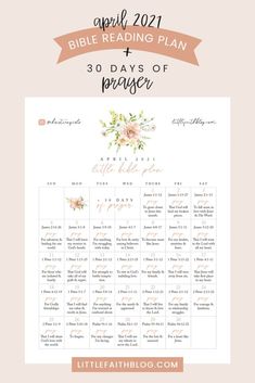 the printable bible reading plan with flowers on it