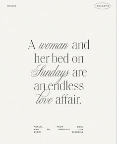 a woman and her bed on sundays are an endless love affair quote from the book