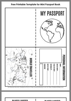 a passport with the world map on it, and an information sheet to help students learn how