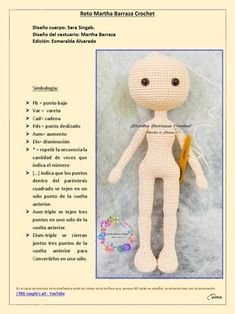 a crocheted doll is shown with the caption for it's description