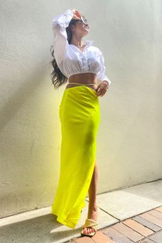 Shop the Artist Cropped Shirt & Tri Bias Crystal Pencil Skirt. Cropped Shirt, Satin Slip, Outfits Summer, Crop Shirt, Cotton Poplin, Statement Pieces, Maxi Skirt, Pencil Skirt