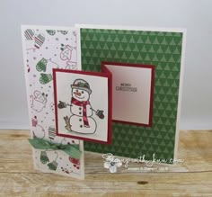 two christmas cards with snowmen on them