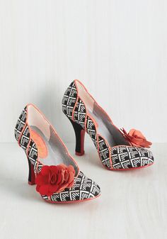 Steady or Trot Heel, #ModCloth Womens High Heels Stilettos, Black And White Heels, Special Occasion Shoes, White Heels, Unique Shoes, Ankle Straps, Work Shoes, Womens High Heels