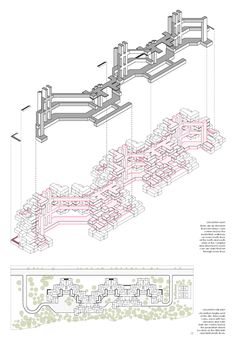 an architectural diagram shows the various sections of a building and how they are connected to each other