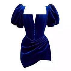 Aiderlina Blue Velvet Mini Puff Sleeve Dress Blue Christmas Party Dress, Royal Blue Dress Aesthetic, Blue Velvet Dresses, Velvet Dress Blue, Navy Blue Velvet Dress, Rare Dress, Blue Outfits, Blue Velvet Dress, Fashion School