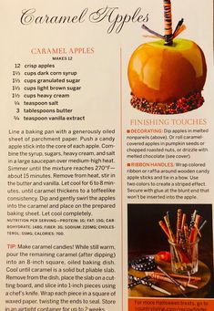 an advertisement for caramel apples with instructions on how to make them and what to use them