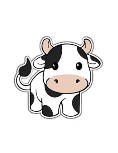 a black and white cow sticker on a white background