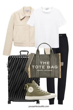 Spring airport outfits, travel look, spring outfits, casual spring look, spring capsule wardrobe