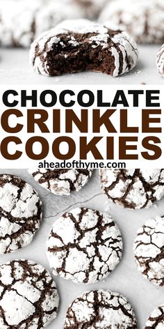 chocolate crinkle cookies with text overlay