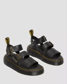 Gryphon Pisa Leather Platform Sandals in Black | Dr. Martens Dr Martens Gryphon, Boots Chelsea, Black Gladiator Sandals, Leather Platform Sandals, Goodyear Welt, Pisa, Dr. Martens, Gladiator Sandals, Cute Shoes