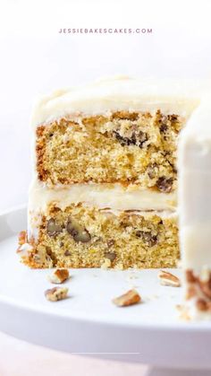 a close up of a slice of cake on a plate