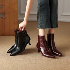 ad eBay - Sexy Womens Leather Pointed Toe Boots Stiletto Heel Side Zip Ankle Boots Fashion - Buy Now, click the link (eBay) Point Toe Boots Outfit, Pointy Boots, Pointed Toe Boots, 90s Retro, Toe Boots, Boots Outfit, Stiletto Heel, Boot Shoes Women, Women's Boots