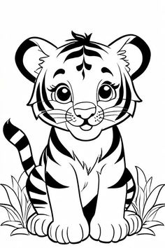 Tiger Coloring Page 3 for Kids Tiger Colouring Pages, Wild Animals Coloring Pages, Tiger Coloring Pages, Zebra Coloring Pages, Tiger Coloring, Vegetable Animals, Turtle Coloring Pages, Animals Coloring Pages, Kids Vegetables