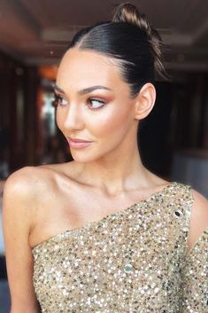 Super Easy Hairstyles, One Shoulder Prom Dress, Sleek Updo, High Bun, Greasy Hair Hairstyles, Dress Hairstyles, Sleek Hairstyles