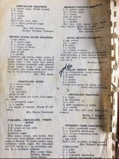 an old menu with some writing on it