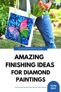 Wondering what to do with your finished Diamond Dotz diamond painting? Make it sparkling tote bag! It's easy to do and will be one-of-a-kind. Great way to show off your diamond painting creations. See how on our blog. What To Do With Diamond Paintings, What To Do With Diamond Art When Done, What To Do With Left Over Diamond Art Diamonds, Diamond Dots Craft Ideas, What To Do With Leftover Diamond Dotz, Diamond Art Ideas, Leftover Diamond Painting Beads Ideas, Diamond Art Patterns Free, Diamond Painting Ideas