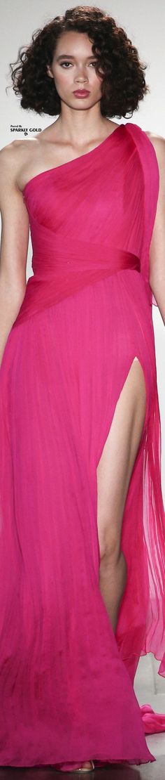 Pink Summer Gown For Pageant, Fuschia Fashion, Magenta Couture Gown, Fuschia Gown Haute Couture, Pamella Roland 2022, Hot Pink Fashion, Outstanding Outfits, Evening Fashion, Fuchsia Wedding