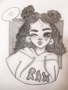 a drawing of a girl with her eyes closed