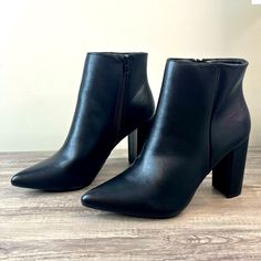 Black Heeled Boots Size 8.5 Never Worn Outside 4” Inch Heel Zips On Inside Black Heeled Boots, Black Heel Boots, 4 Inch Heels, Heeled Ankle Boots, New Black, Heeled Boots, Bootie Boots, 4 Inch, Ankle Boots