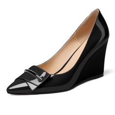 PRICES MAY VARY. 🐹👗【Heel Height】Heel measures approximately 3.5 inch/8.5cm. Classic Pointed toe wedges strap provide you a comfortable and gentle fit, offering every step stable and elegant. 🐹👗【Comfort High Heels 】Lightweight and wedge pumps high heels with pointed toe with bow design, these wedges pumps are always classic. 🐹👗【Occasions】Featuring a pointed toe, wedge with bow high heels, slip On design for easy on and off, putting a perfect finish on any outfit for Wedding, Date, Cocktail, Elegant High Heel Wedge Sandals For Evening, Elegant Pointed Toe Wedge Sandals For Summer, Elegant Party Wedge Sandals With 4-inch Heel, Elegant Formal Wedge Sandals With Block Heel, Elegant Wedge Sandals With Platform And Block Heel, Elegant Pointed Toe Wedge Sandals For Spring, Elegant Closed Toe Wedge Sandals, Elegant Wedge Heel Wedding Shoes, Elegant Spring Wedge Sandals With Pointed Toe