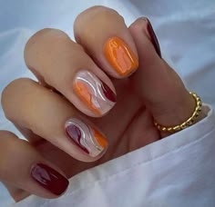 November Gel Nails Short, November Gel Nails, Short November Nails, Kutek Disney, Simple Fall Nails, November Nails, Fall Gel Nails, Cute Nails For Fall