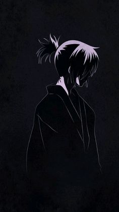 an anime character with short hair standing in the dark