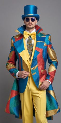 a man in a colorful suit and top hat