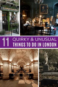 four pictures with the words quirky and unusual things to do in london