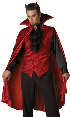 a man in a red cape and black pants