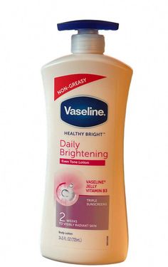 <p>(1)VASELINE Healthy Bright Daily Brightening  Lotion 24.5 oz JUMBO size. </p><br /><br /><p>Pls. note that the label at the back is slightly torn/peeled off . See photos for details . </p> Vaseline Daily Brightening Lotion, Vaseline Daily Brightening, Vaseline Spray, Vaseline Jelly, Spray Moisturizer, Body Care Routine