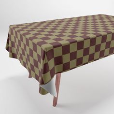 a table with a checkered cloth on it