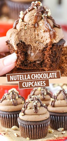 chocolate cupcakes with nutella and chocolate frosting