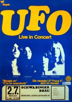 the ufo concert poster for their upcoming album,'live in concert'at schwaenberger brau