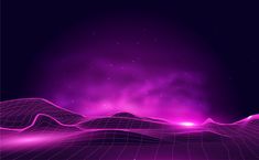 an abstract purple background with mountains and stars in the sky, as well as lines