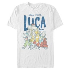 a white t - shirt with an image of the characters from disney pixar