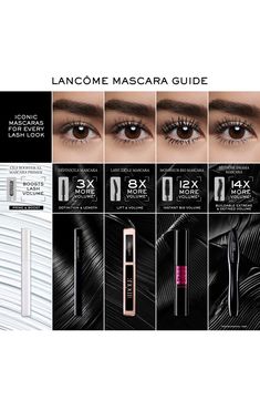 What it is: A mascara that delivers instant heart-stopping volume with up to 24-hour wear that lasts all night and even until the next morning.What it does: Its big brush and ultra-creamy formula glide like silk onto your lashes to deliver up to 12 times more volume without smudging, flaking or needing touch-ups. Its brush has a unique shape with soft, wavy fibers to deliver the perfect amount of formula with the very first stroke. The ultra-creamy formula has supple waxes and polymers that imme Lancome Monsieur Big Mascara, Lancome Cils Booster Xl, Lancome Lash Idole Mascara, Lancome Doll Eyes Mascara, Lancome Eyeliner, Lancome Hypnose, Longer Lashes, Eyelash Primer, Mascara Primer